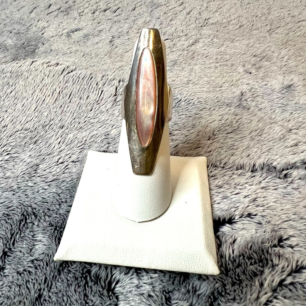 Vintage Southwest Style Sterling Silver Pink Shell Ring Size 7